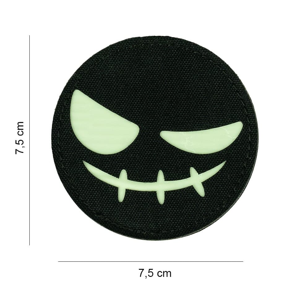 Evil Smiley Circle Laser Cut Fabric Glow in the Dark Patch