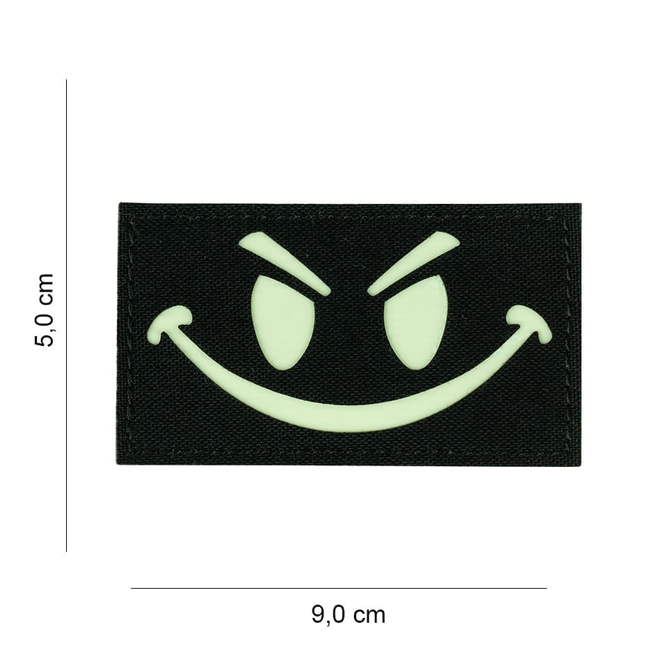 Evil Smiley Rectangle Laser Cut Fabric Patch – Glow in the Dark