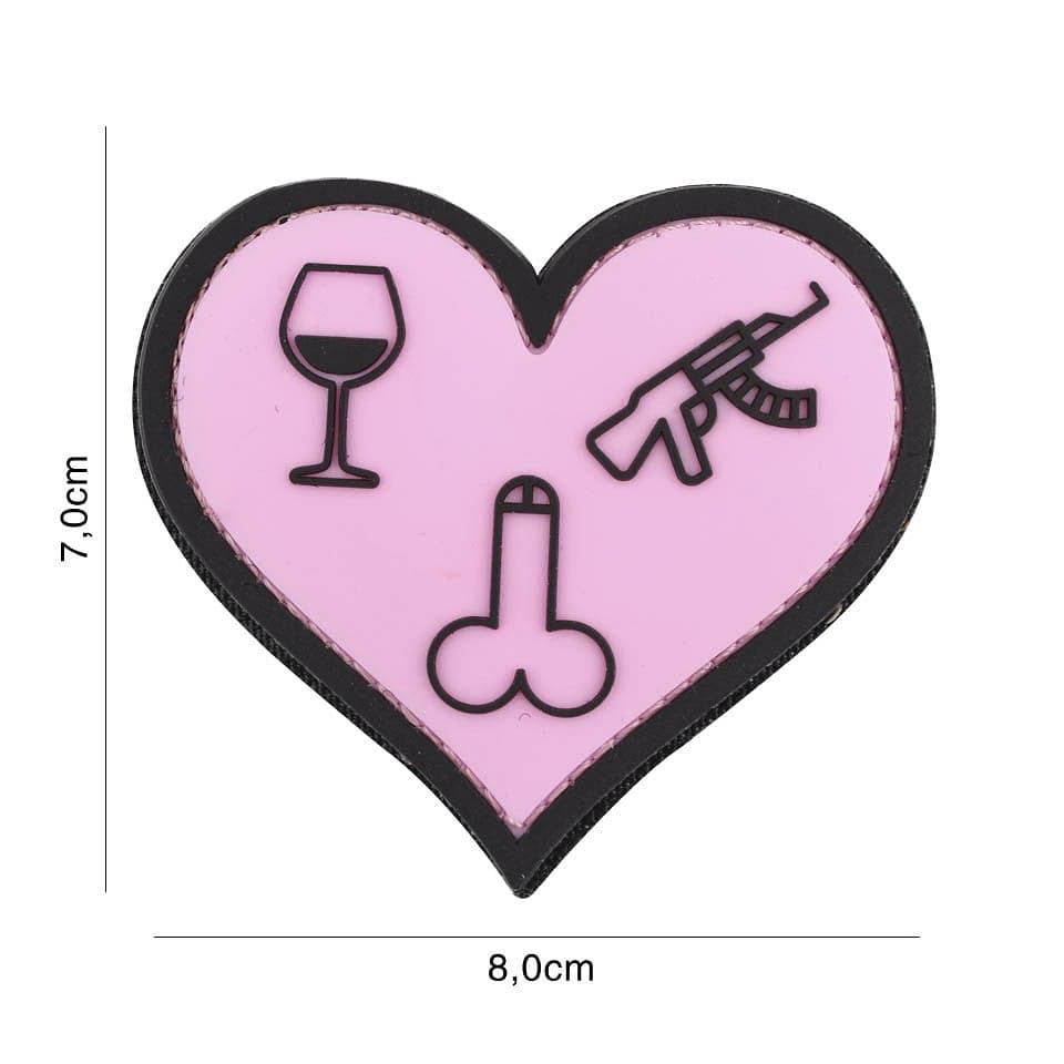 Love, Wine, Dicks & Guns Heart 3D PVC Patch