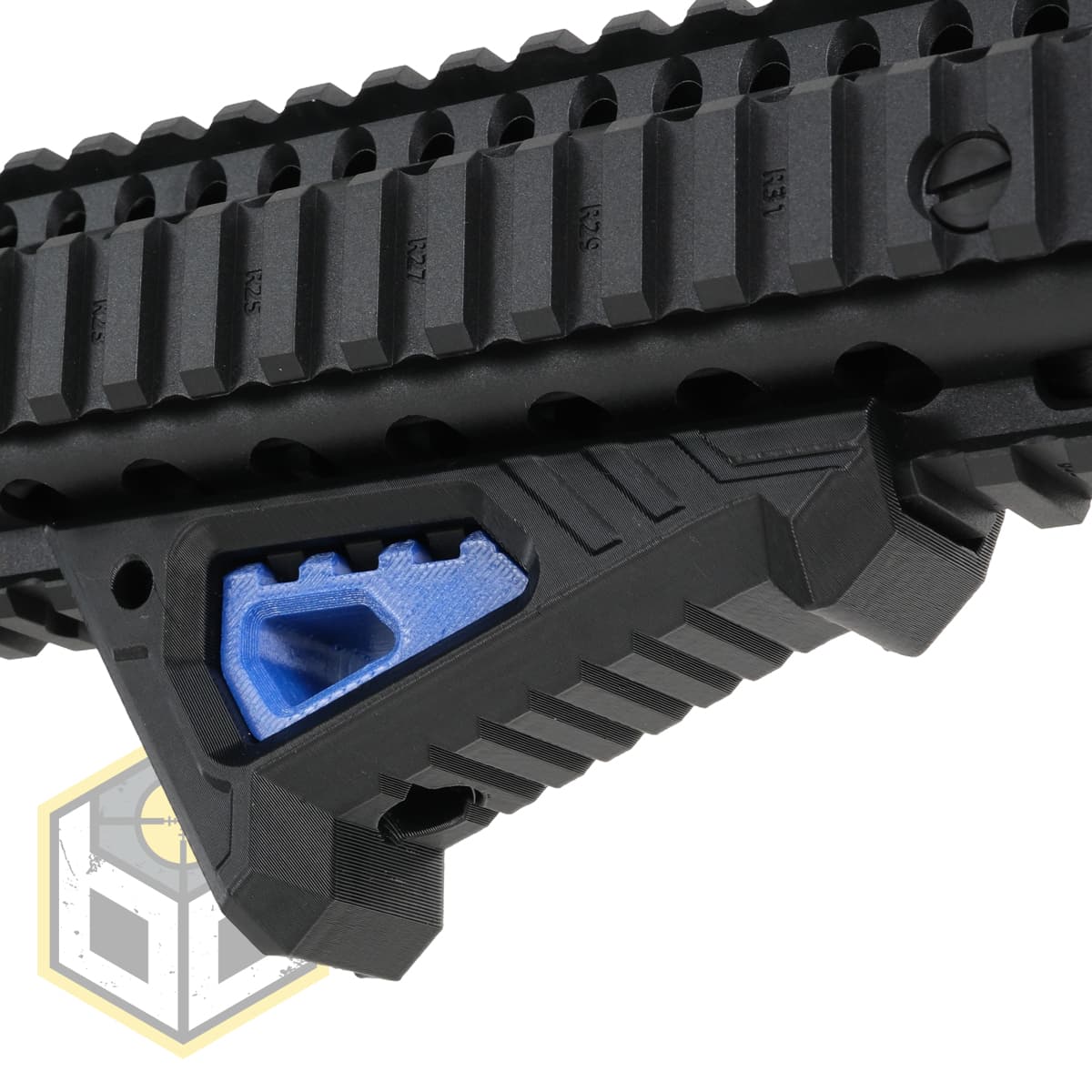 Stubby Picatinny Rail Angled Foregrip Easy Fit with Blue Insert (0123) 034