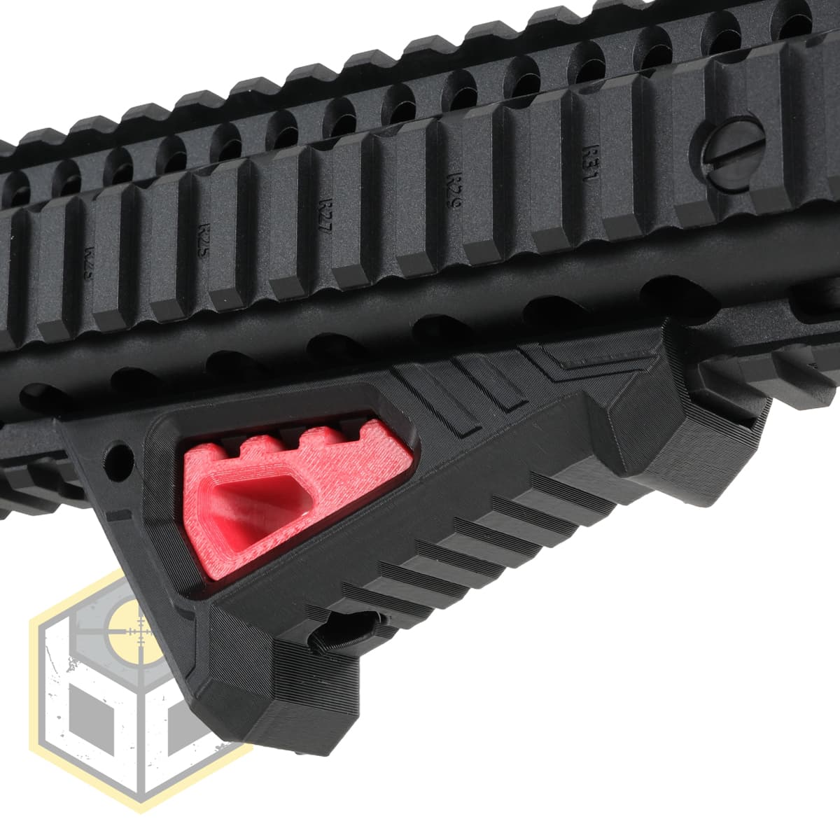 Stubby Picatinny Rail Angled Foregrip Easy Fit with Red Insert (0124) 034