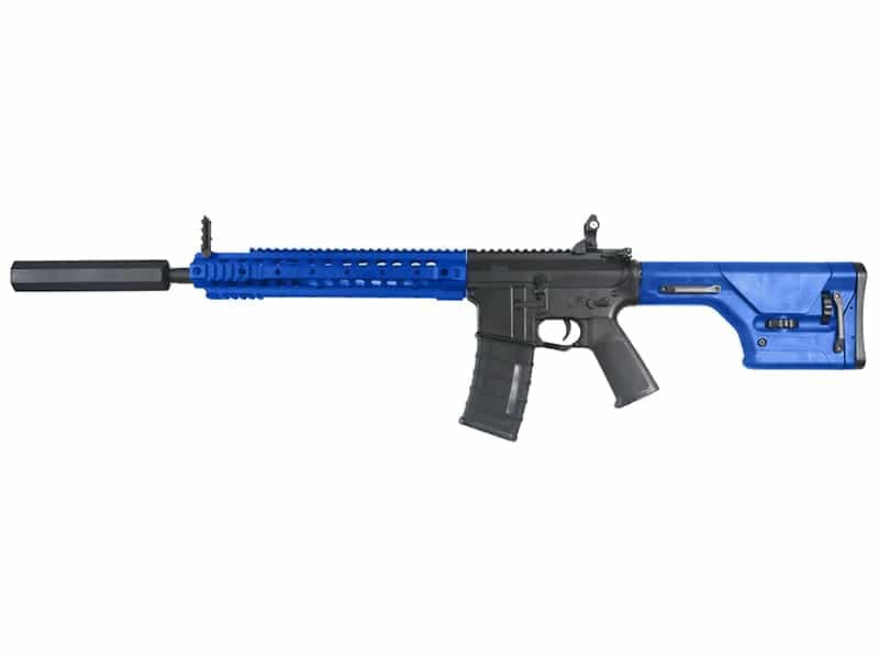 AK25 AEG Rifle with Silencer (Blue – SR25)