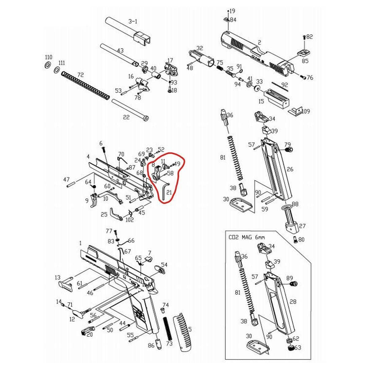 Airsoft Pistol Spare Part CZ P-09 Hammer Assembly 17657P09#8 — image 3