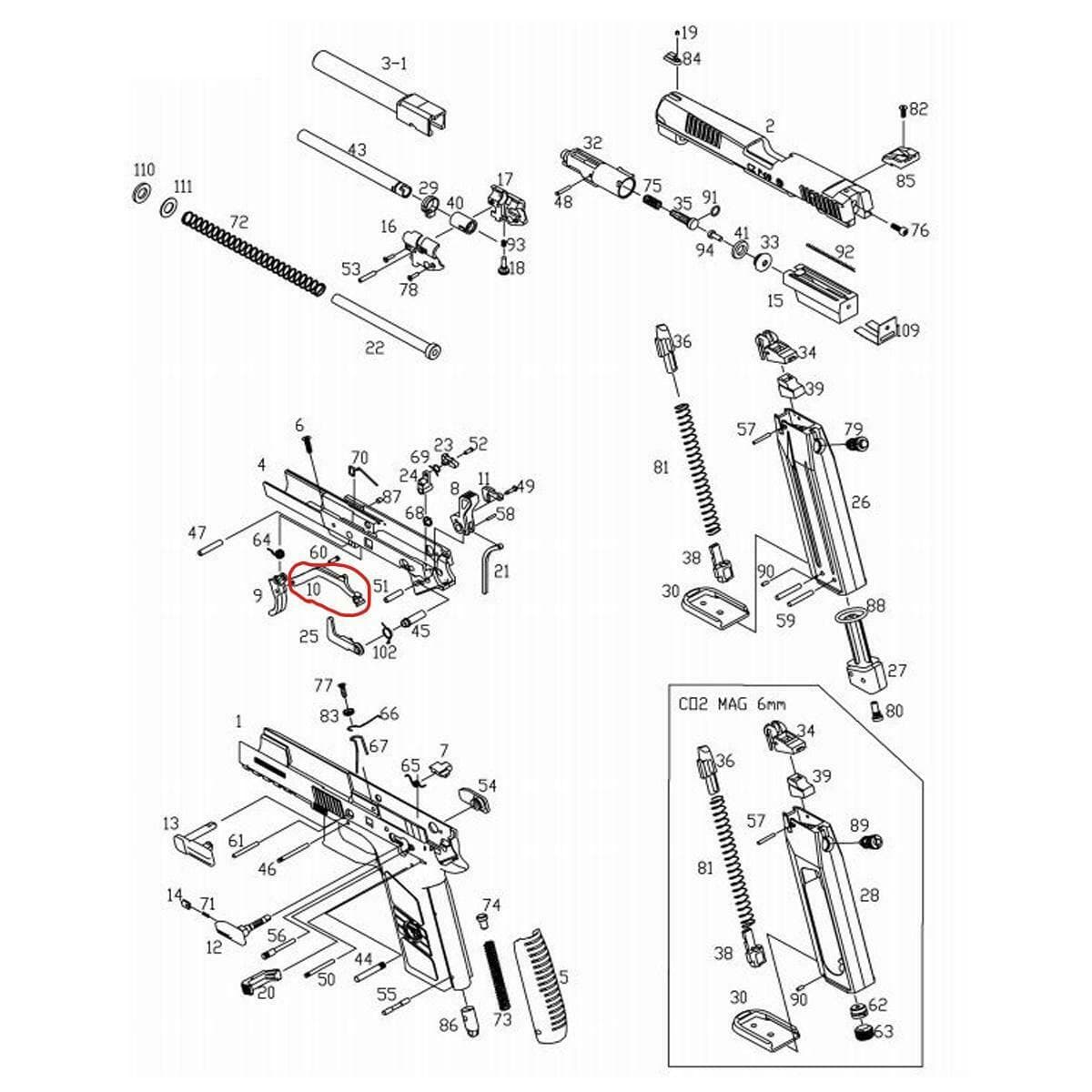 Airsoft Pistol Spare Part CZ P-09 Trigger Bar — image 2
