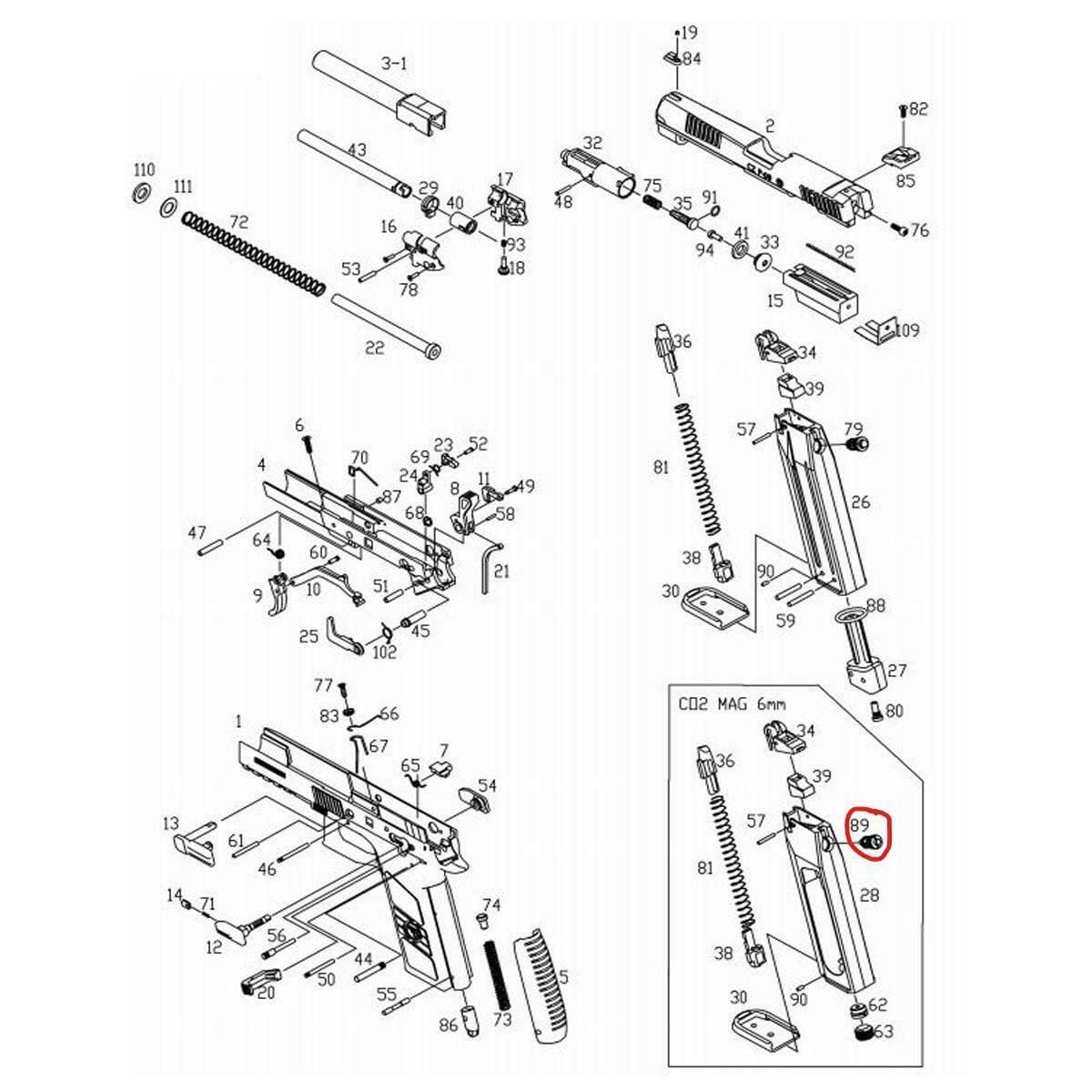 Airsoft Pistol Spare Part P-09 Co2 Magazine Exhaust Valve #89 17657 — image 2