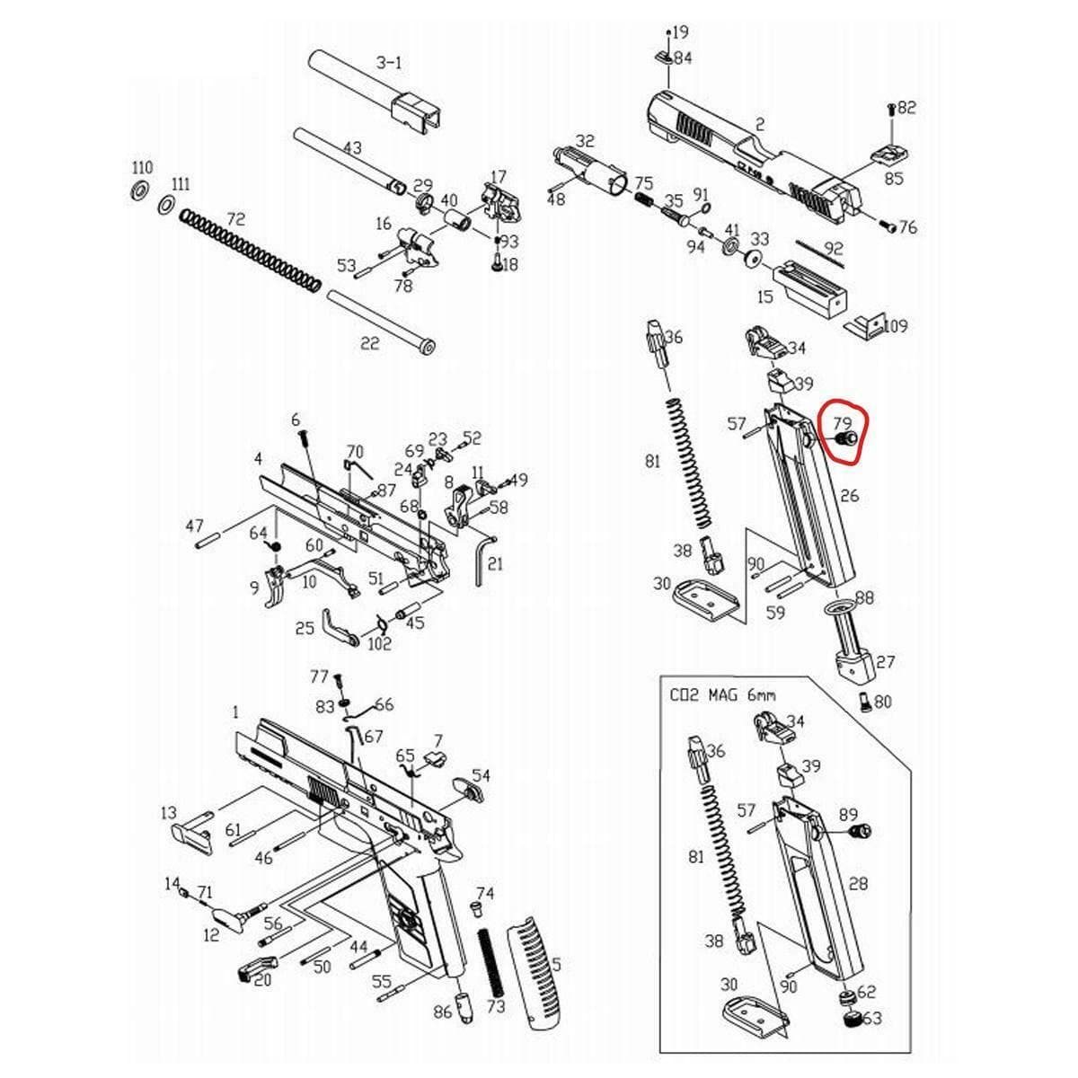 Airsoft Pistol Spare Part P-09 Gas Magazine Exhaust Valve — image 2