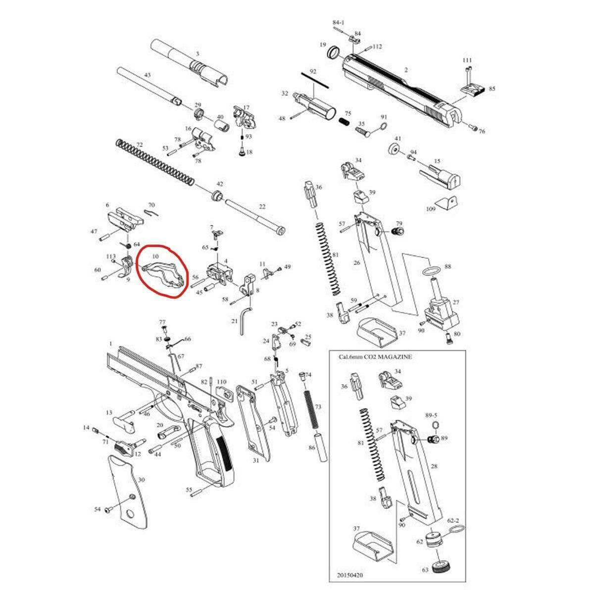 Airsoft Pistol Spare Part SP-01 Trigger Bar #10 18409 #10 — image 2