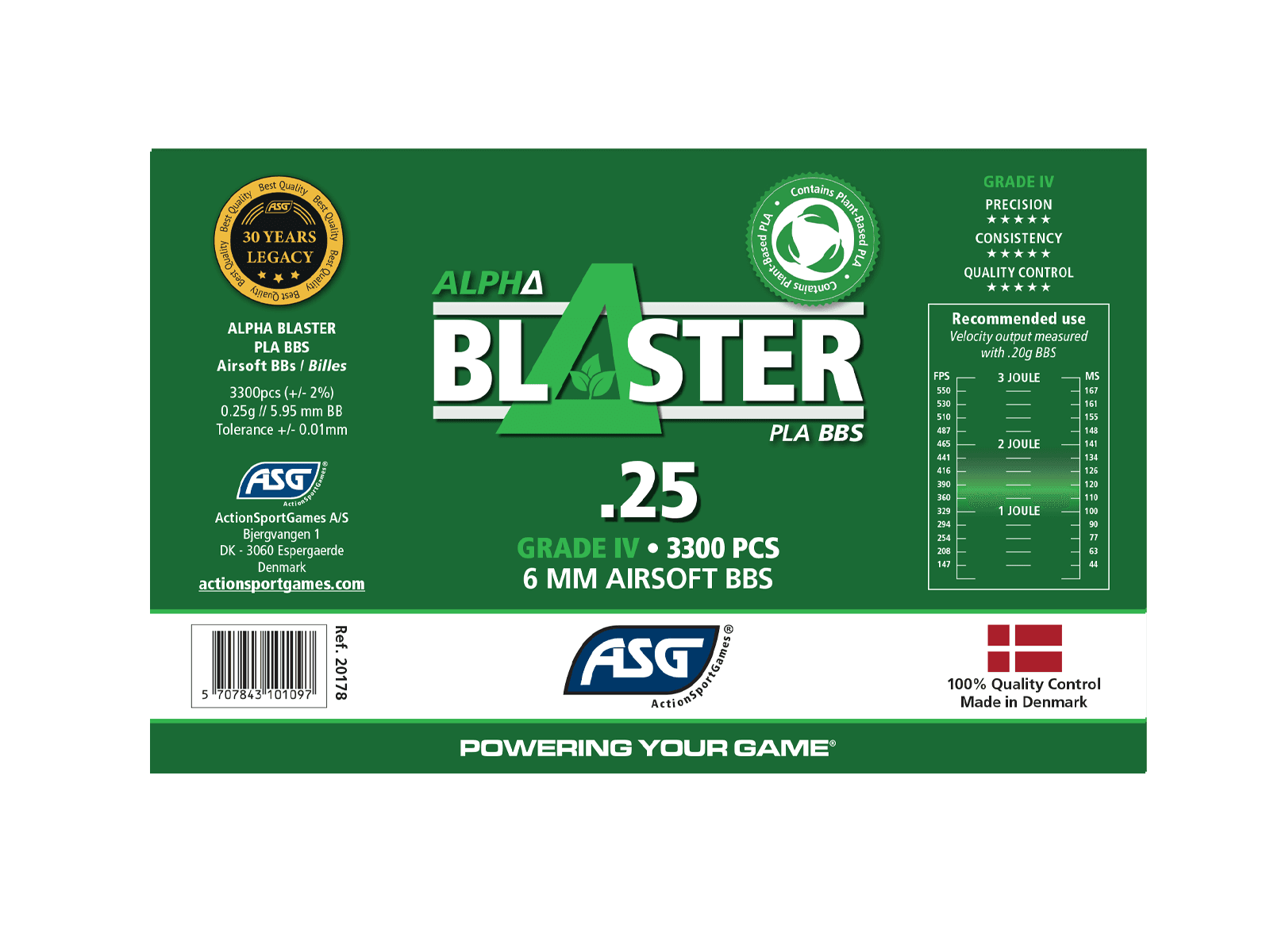 Alpha Blaster Bio PLA Airsoft BB’s 0.25g 3300 X 1 Bottle — image 3