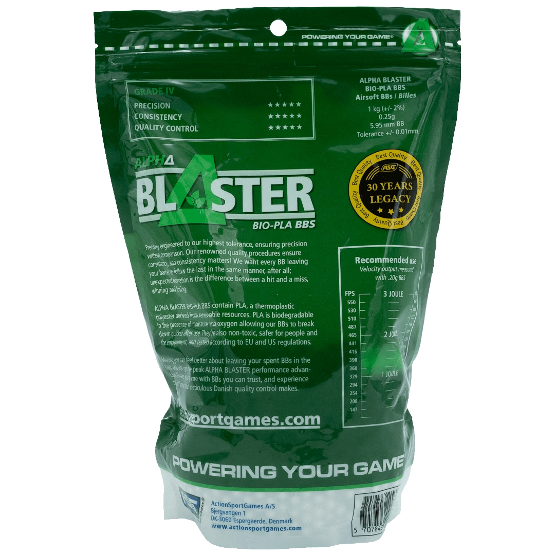 Alpha Blaster PLA Airsoft Ammo BB’s 0.25g 1kg Bags — image 2