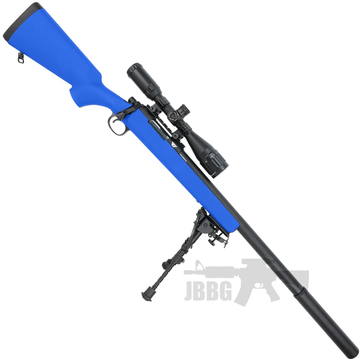 Bolt Action Airsoft Sniper Rifle with Silencer JG Works Blue