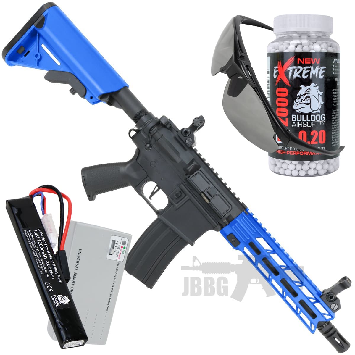 Bundle Offer Classic Army AR4 8 Inch Sportline AEG Airsoft Rifle Blue