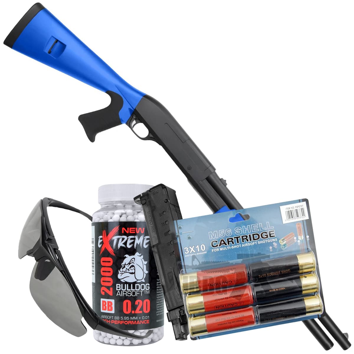 Bundle Offer M56AL Airsoft Shotgun Set Blue