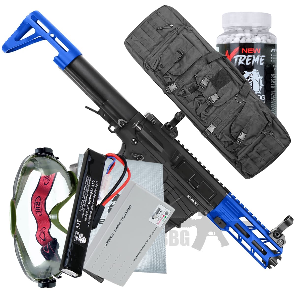 Offer Nemesis X9 PDW SMG AEG Airsoft Gun Classic Army Set Blue