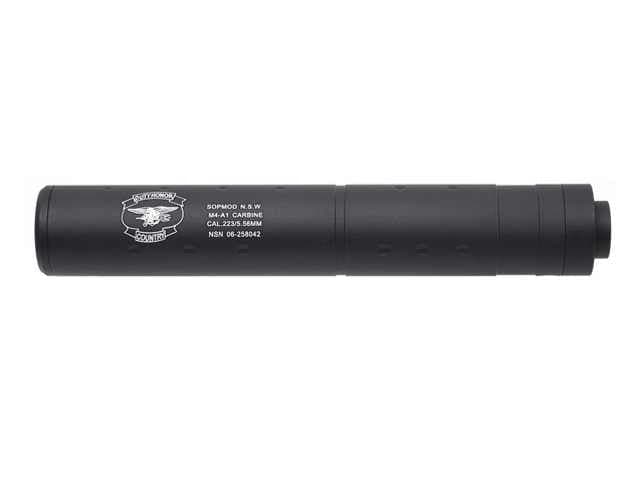 Airsoft Barrel Extension Silencer Navy Seal Logo 196mm Web Only