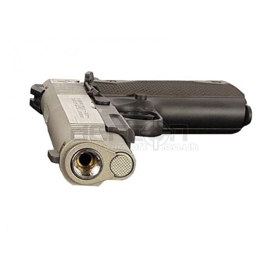 Colt 1911 (Rail) Co2 Blowback Pistol Dual Tone (Silver) — image 2
