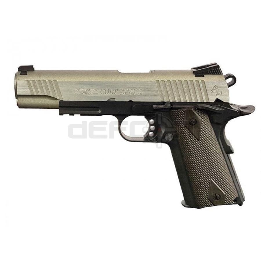 Colt 1911 (Rail) Co2 Blowback Pistol Dual Tone (Silver)