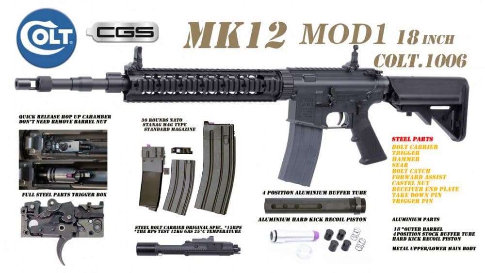 CGS Colt x EMG MK12 MOD1 18 Gas Blowback Rifle (MWS – COLT.1006) — image 2