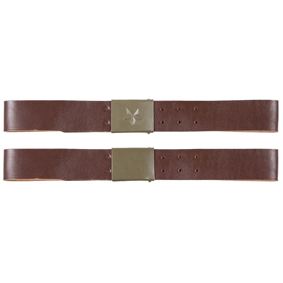 Czech Military Leather Belt Brown Metal Buckle