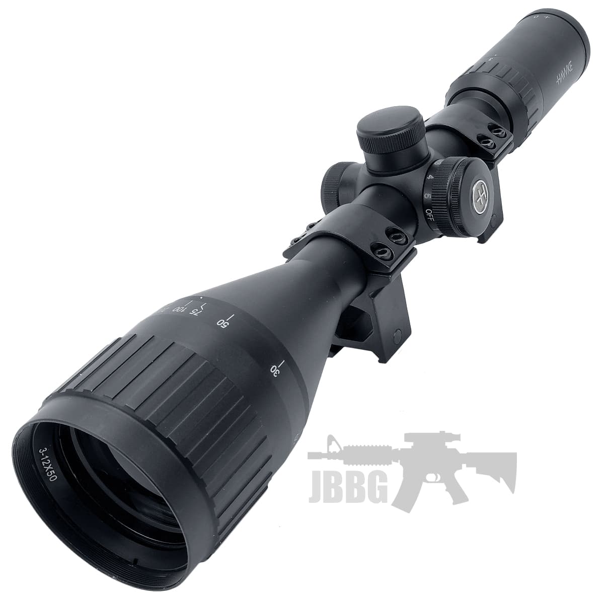 Mount 3-12×50 AO IR (Mil Dot) Hawke Scope with Weaver Mounts