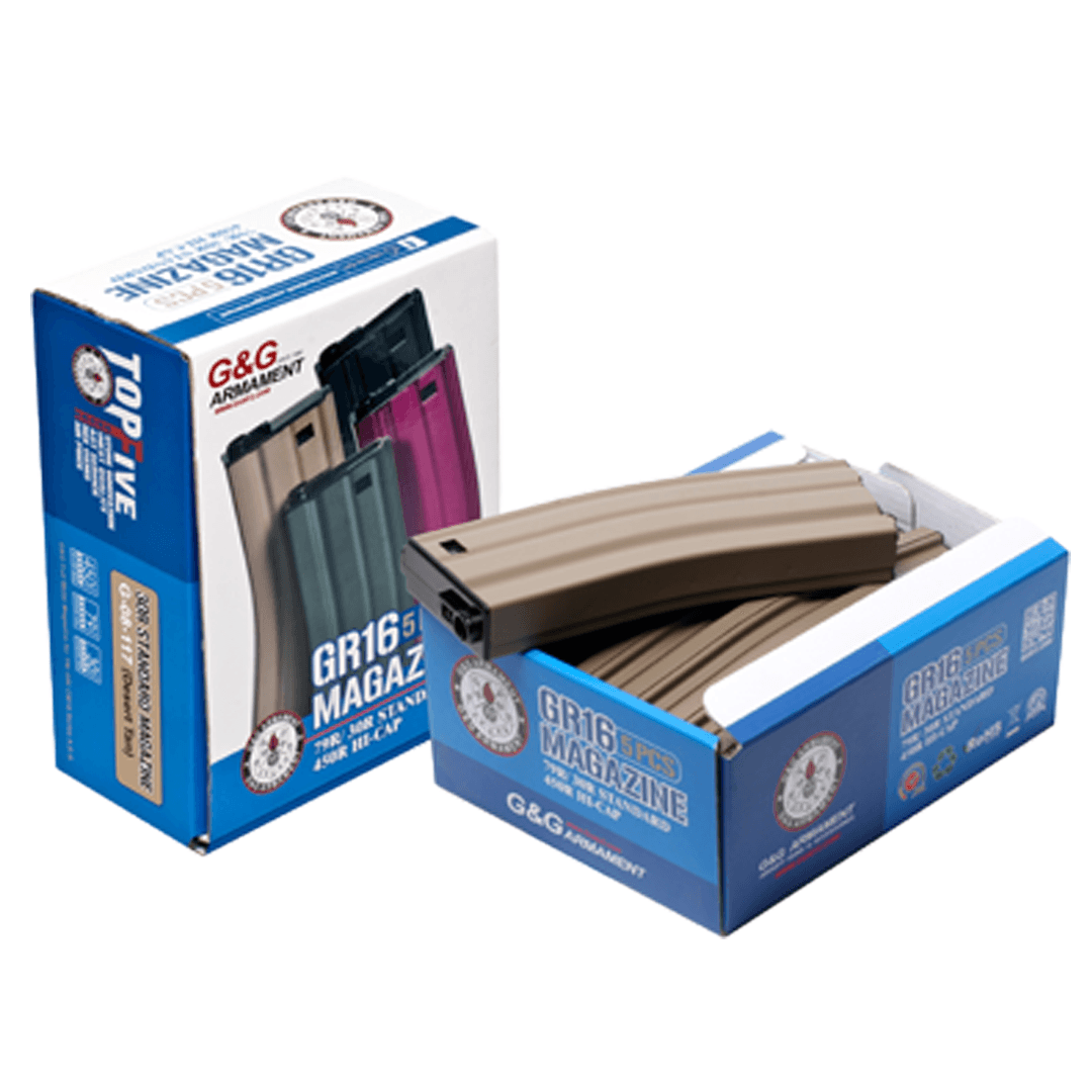 Airsoft Magazine M-Series 30R Low-Cap Box Set 5 Pack GR16