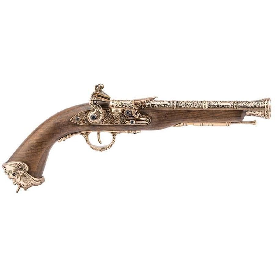 18th Century Pirate Flintlock Co2 Pistol Faux Wood Gold metal