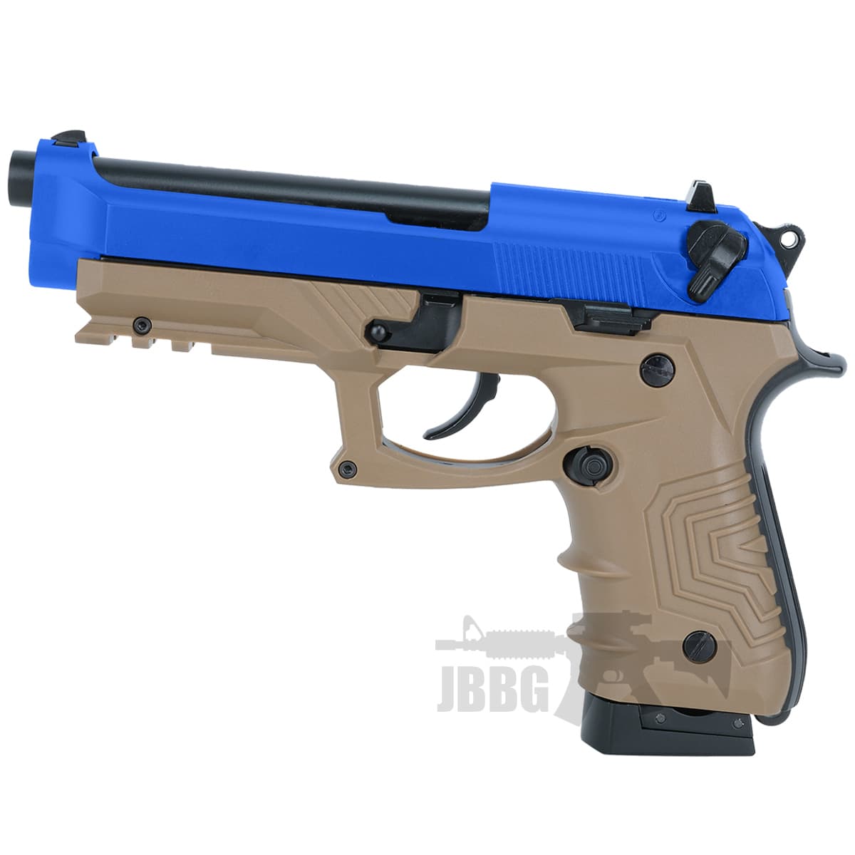 Tac M92 Gas Metal Airsoft Pistol Dark Earth and Blue