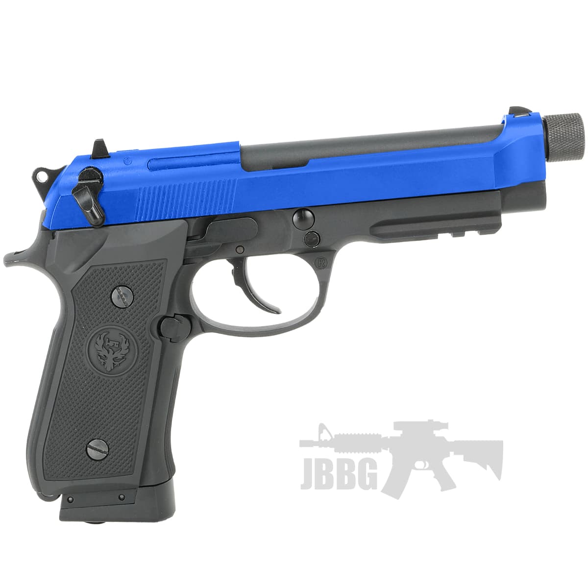 Full Metal M92 Gas Blowback Airsoft Pistol with Threaded Barrel Blue — image 2