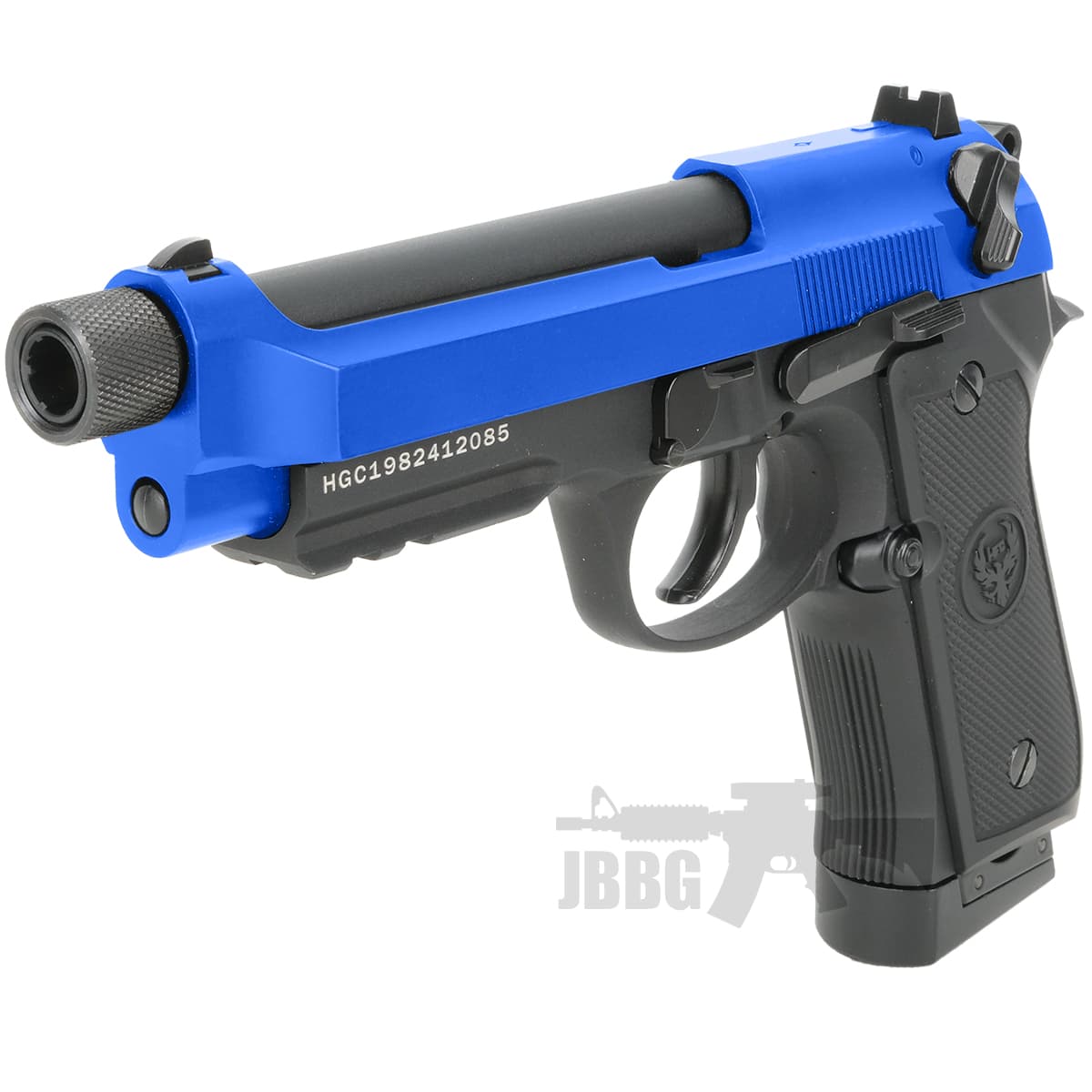 Full Metal M92 Gas Blowback Airsoft Pistol with Threaded Barrel Blue — image 3