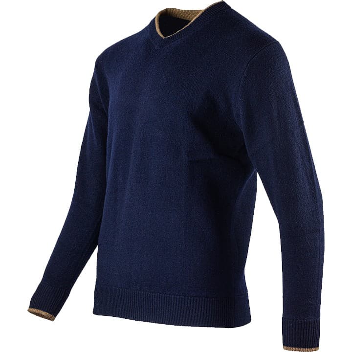Ashcombe 100% Lambwool V-Neck Navy — image 3