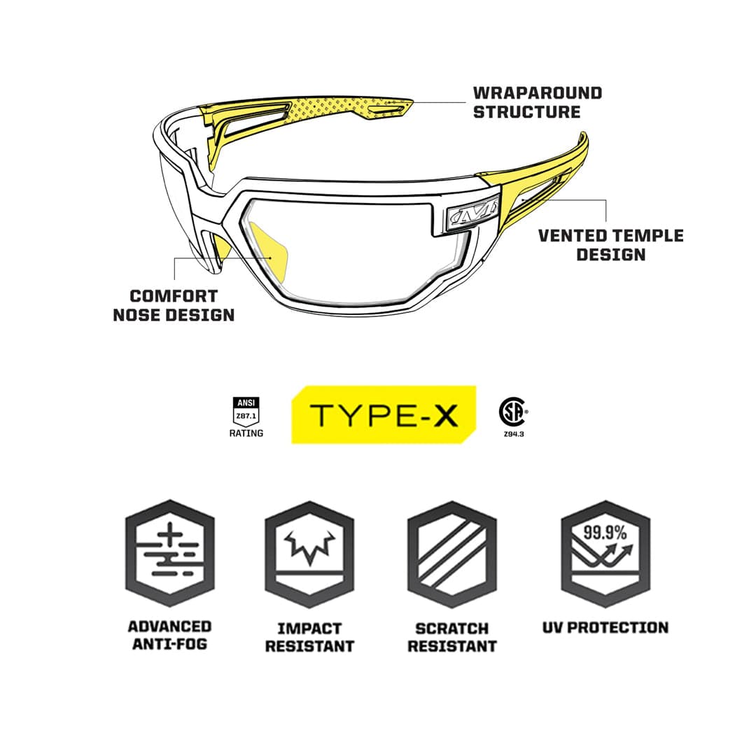 TYPE-X Safety Glasses Frame Clear Lens — image 2