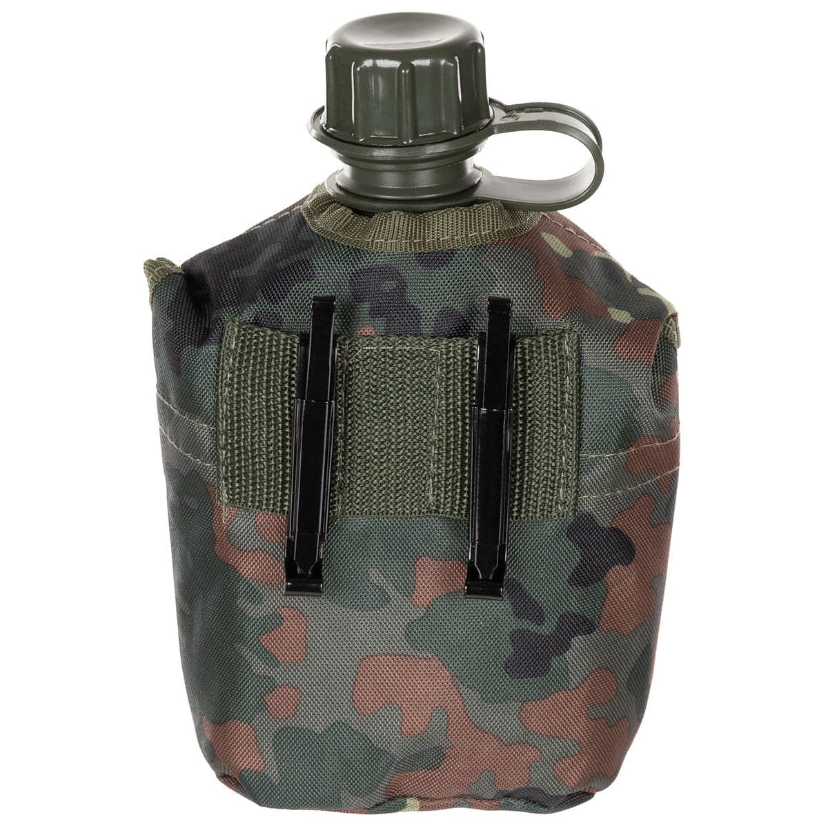 Army Style Water Bottle Canteen 1ltr Flecktarn Camo — image 2