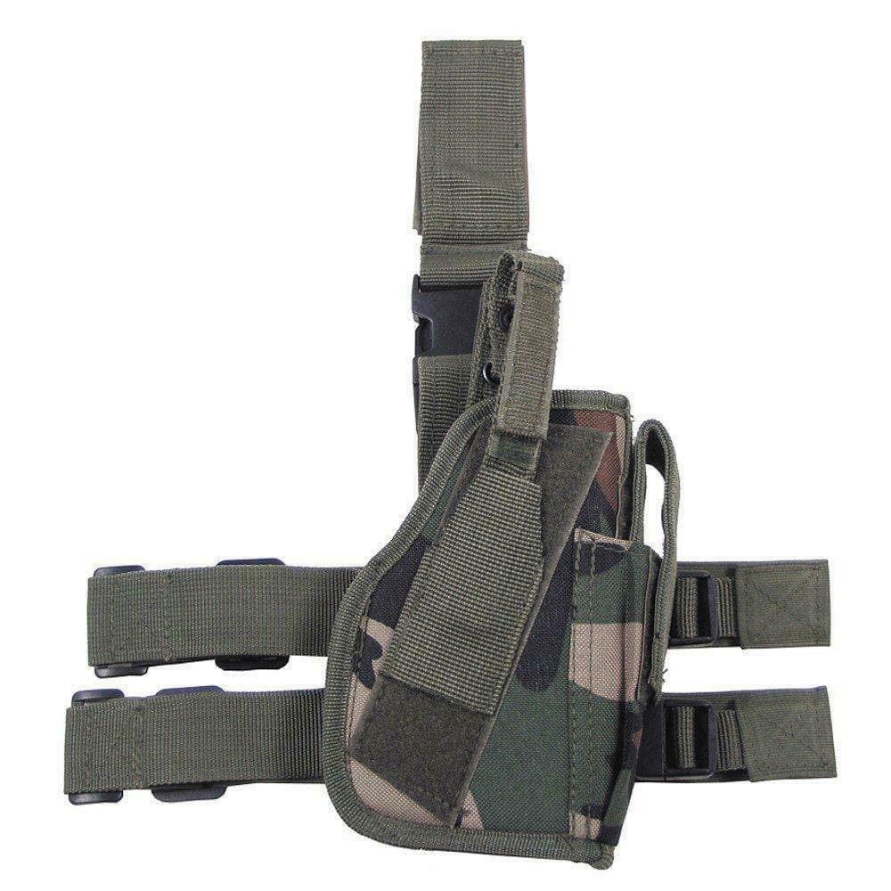 Drop Leg Airsoft Pistol Holster Woodland Camo