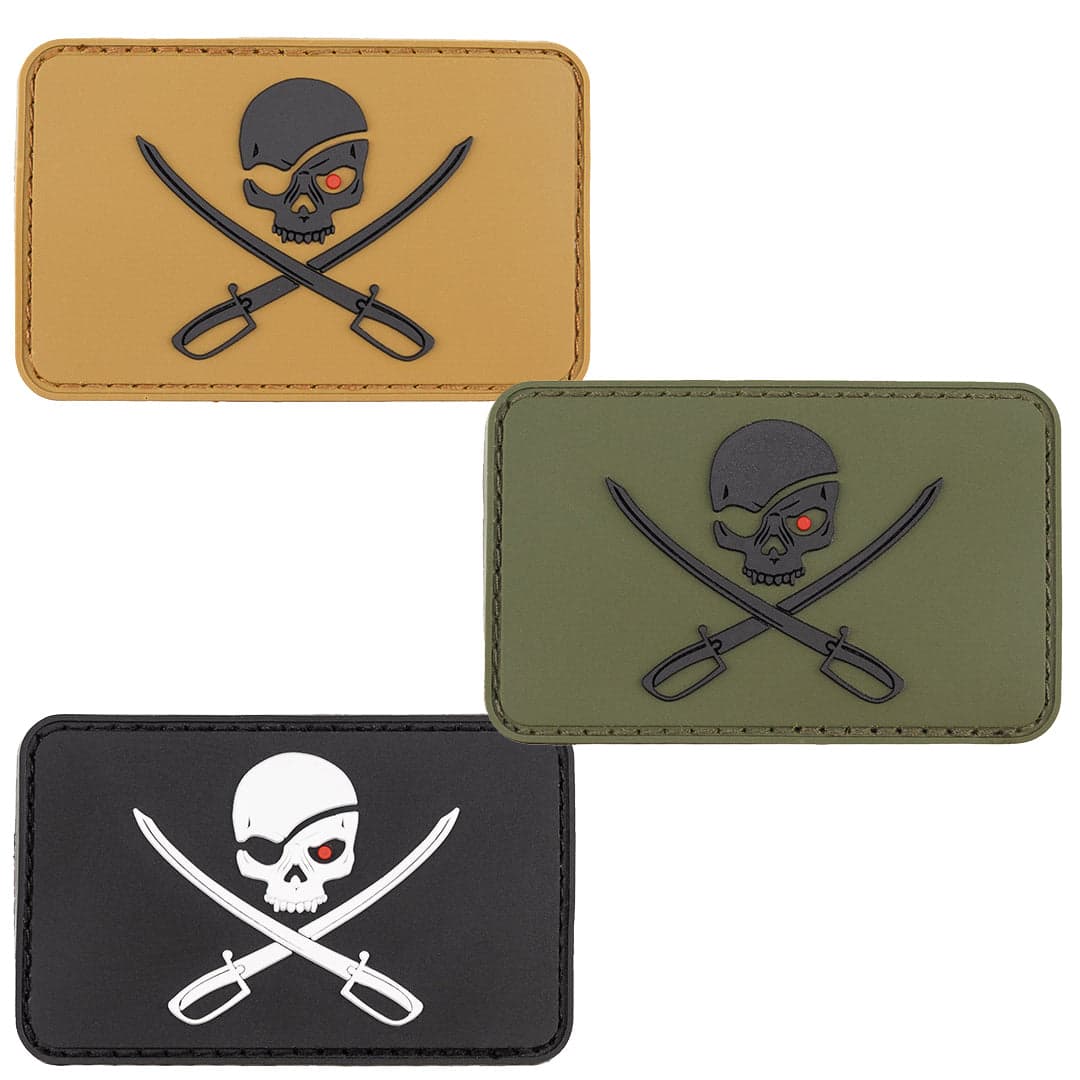 Rubber Patch Skull with Swords Hook & Loop 8X5cm