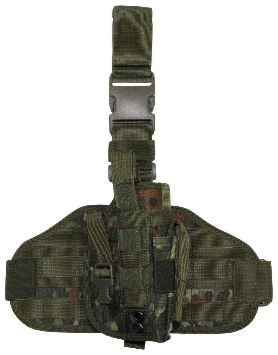 Tactical Drop Leg Holster with Molle Leg Panel Flecktarn