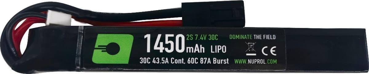 1450 mAh 7.4v 25c LiPo Stick Battery Pack