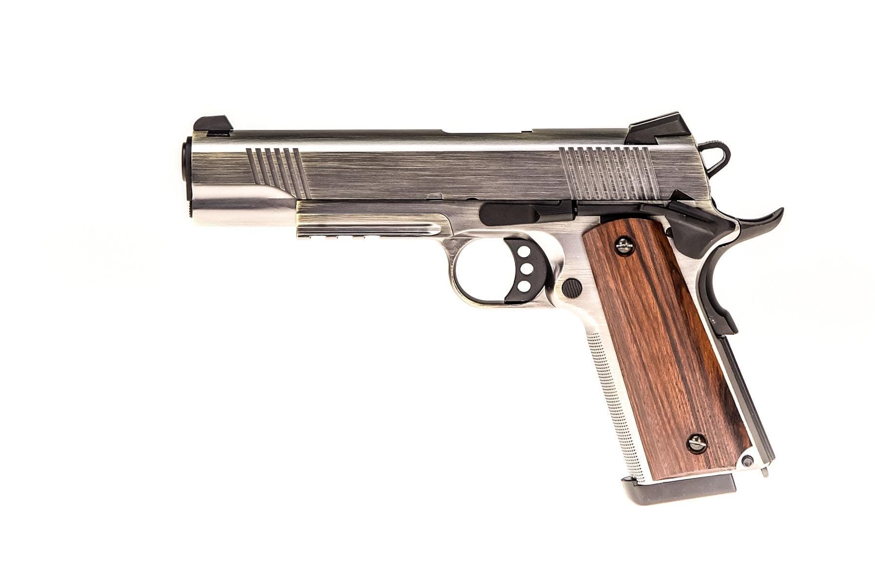 1911 MEU RAILED BRUSHED GBB – SILVER – RAVEN