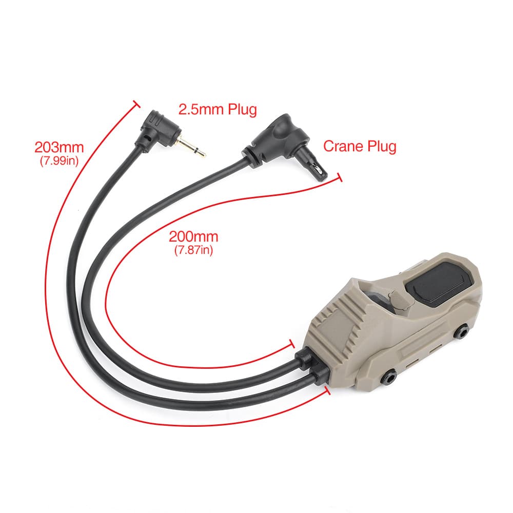 Double Port Picatinny Switch with Jack & Crane Connector-2.5mm