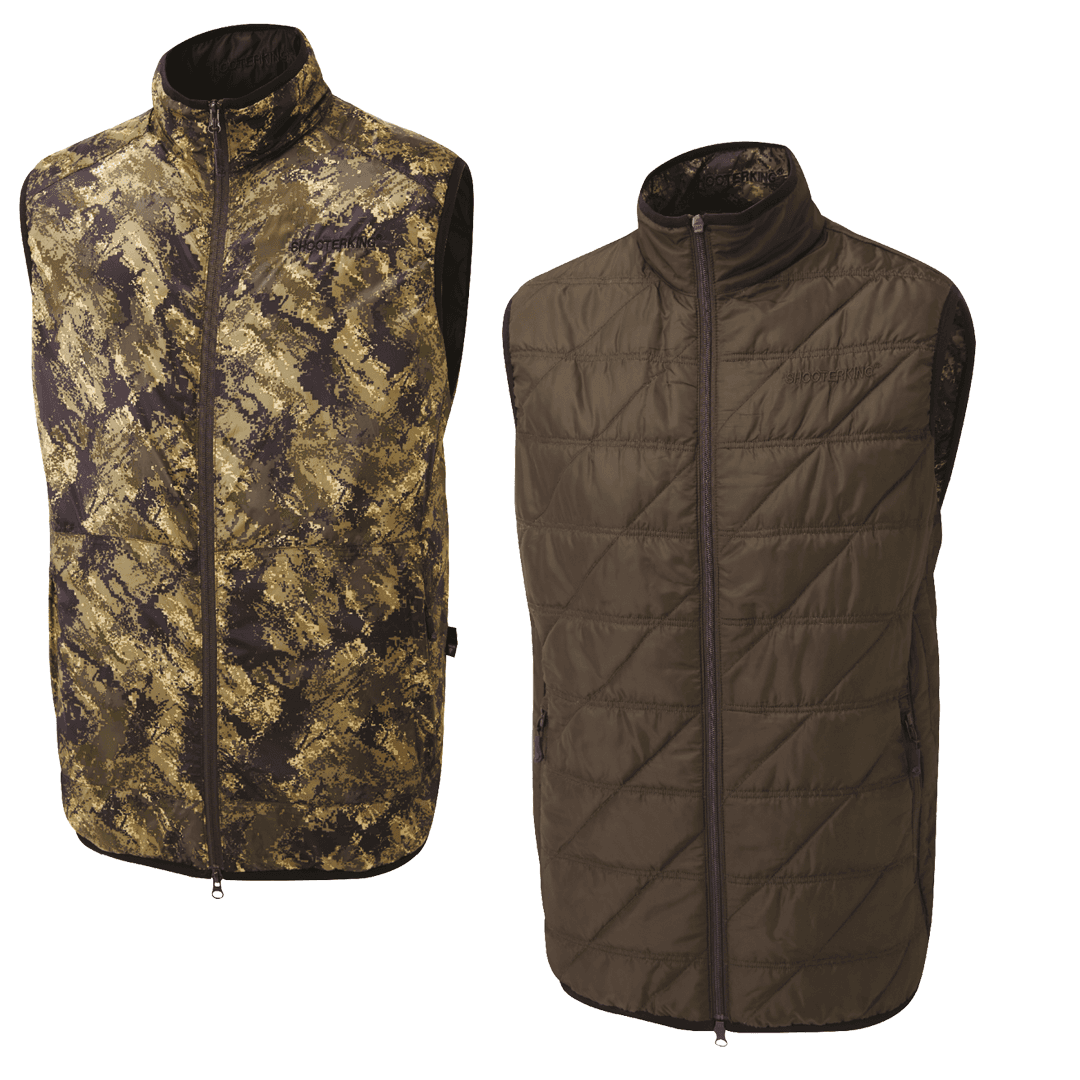 Mens Reversible Body Warmer Brown Forest Mist