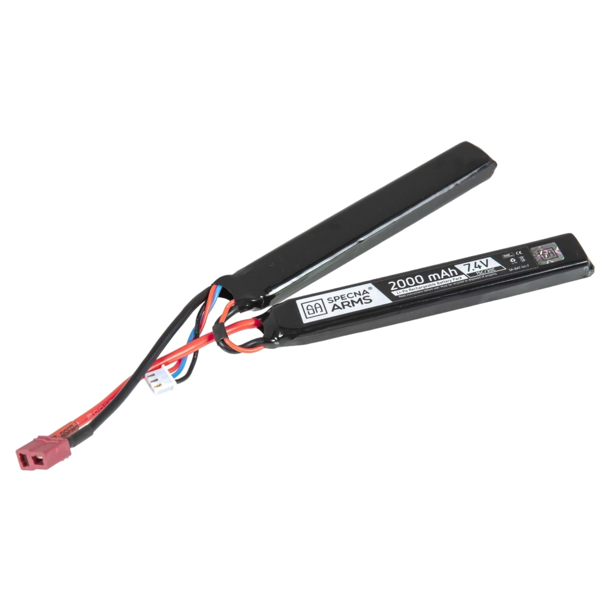 LiPo 7.4V Battery 2000mAh 15/30C – Nunchuck – T-Connect (Deans)