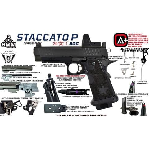 Licensed P 2011 Gas Blowback T8 Airsoft Pistol (R611-3A)