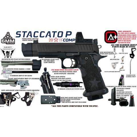 Licensed P COMP (New Version) Gas Blowback Airsoft Pistol (R611-2A)