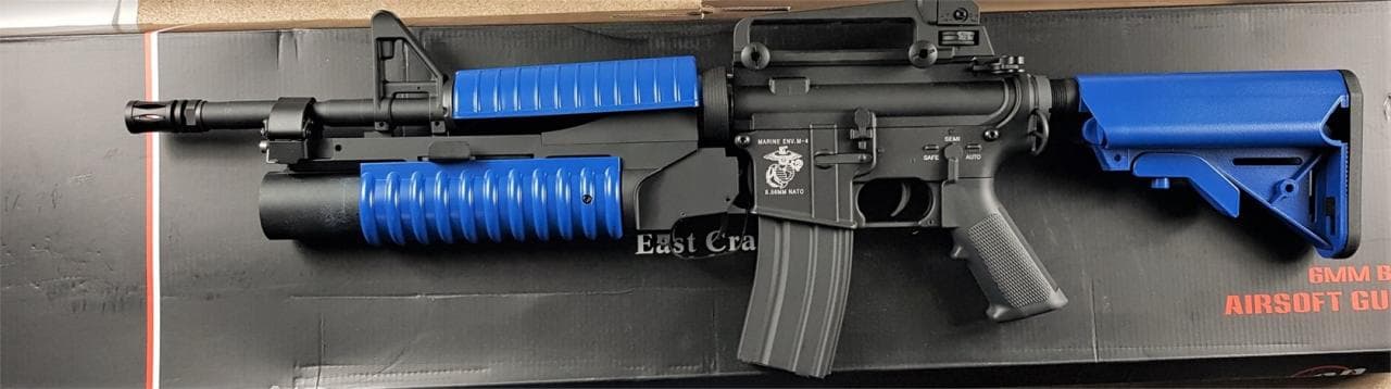 Tone E&C M4A1 AEG Metal Body + Grenade Launcher – Blue