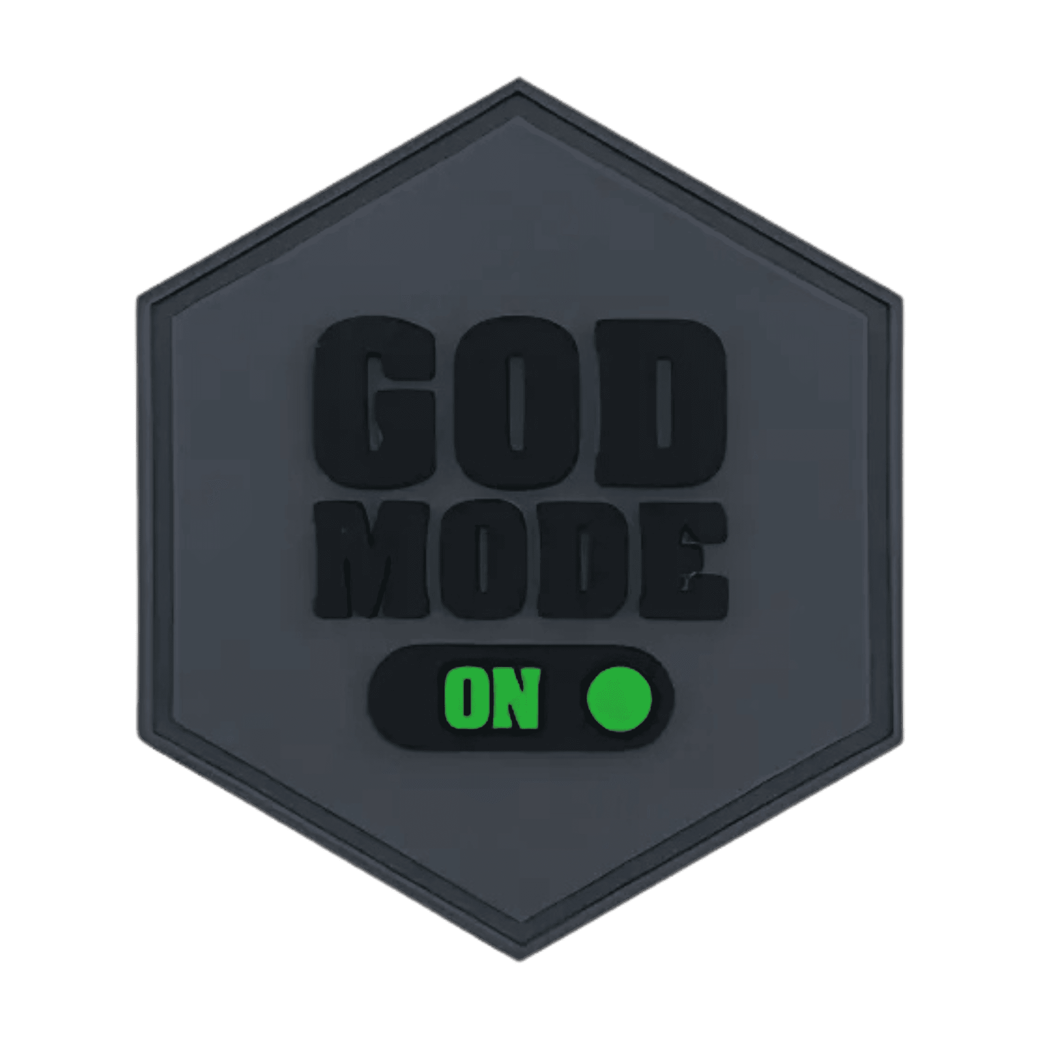 Hexagon PVC Patch "God Mode On"