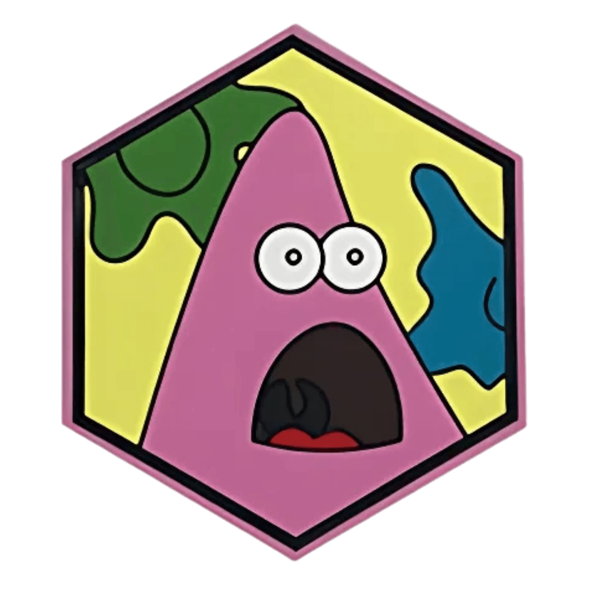Hexagon PVC Patch Surprised Patrick