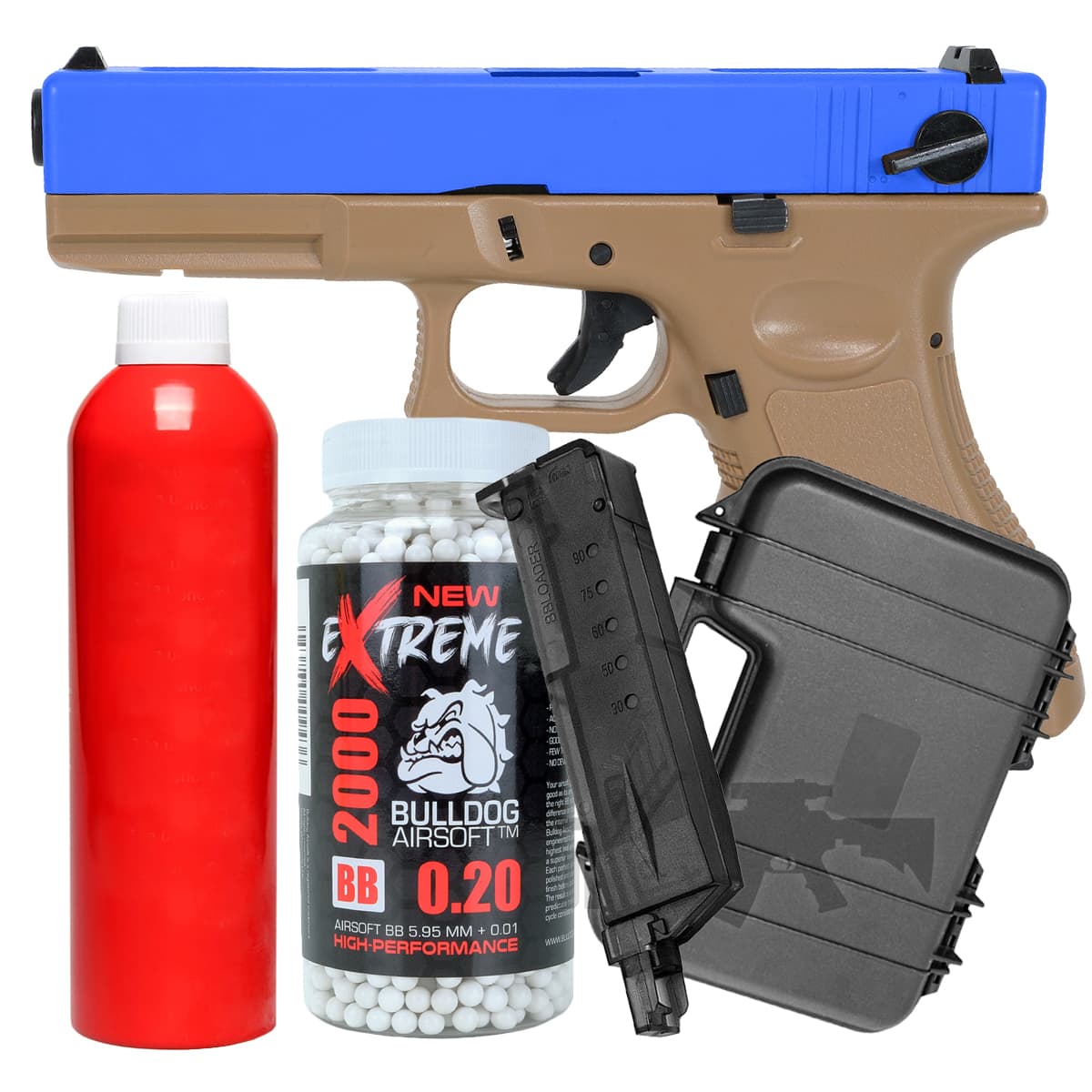 Sportline Gas Blowback Airsoft Pistol /Blue Full/Semi Auto Bundle Offer