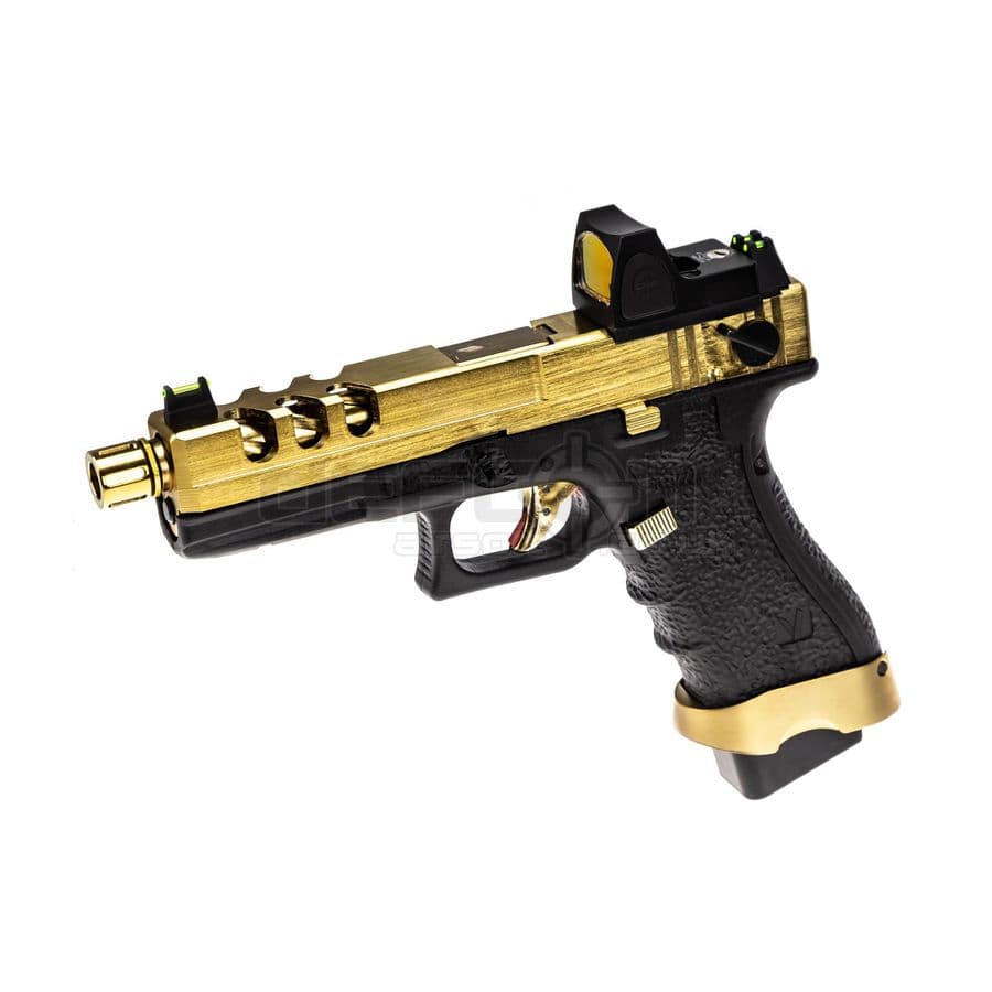 EU18 Vented Gold Slide GBB Pistol (Full/Semi Auto) With BDS Red Dot Sight