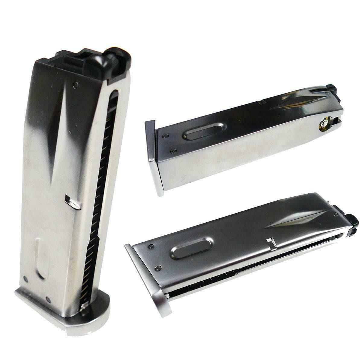 Airsoft Pistol Magazine Gas For M9 Chrome 25 Rd