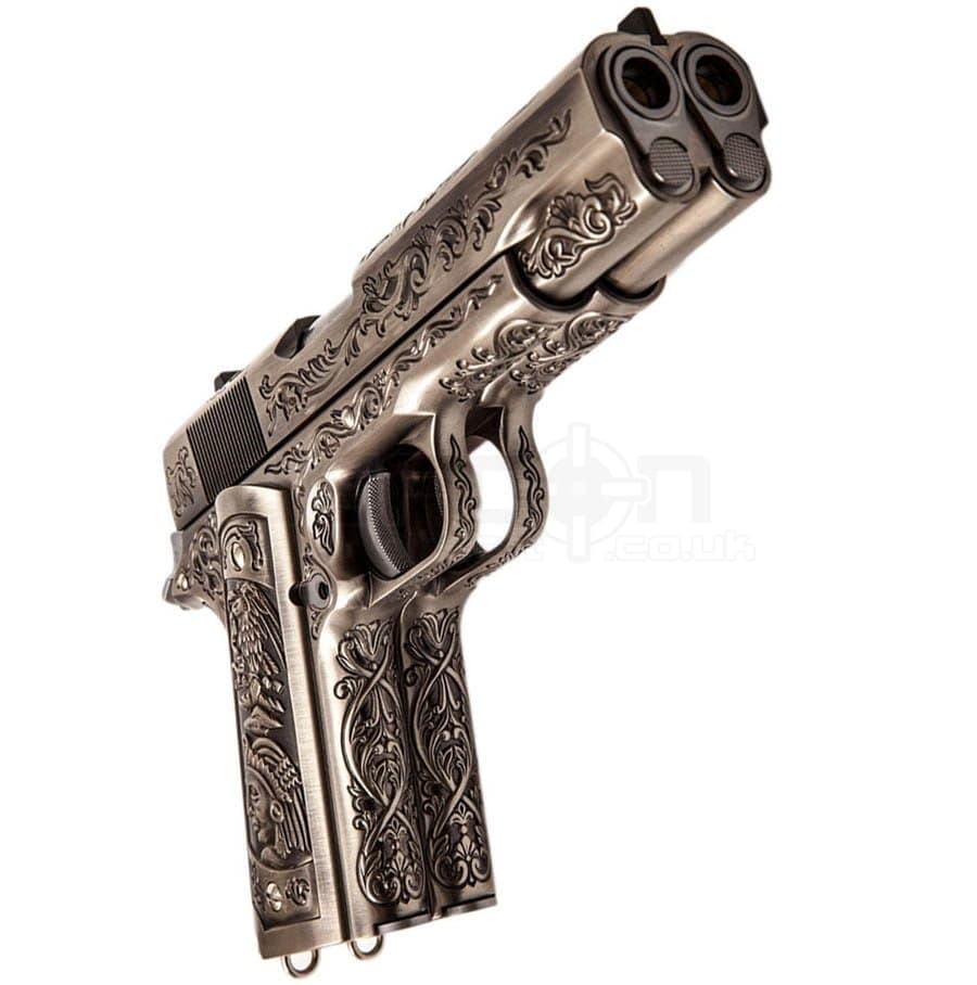 Dual Barrel 1911 Engraved GBB Airsoft Pistol