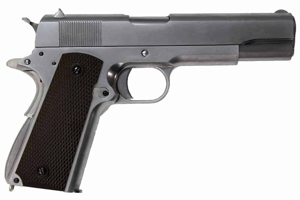 M1911 Full Metal Airsoft Gas Blowback Pistol (Silver) — image 2