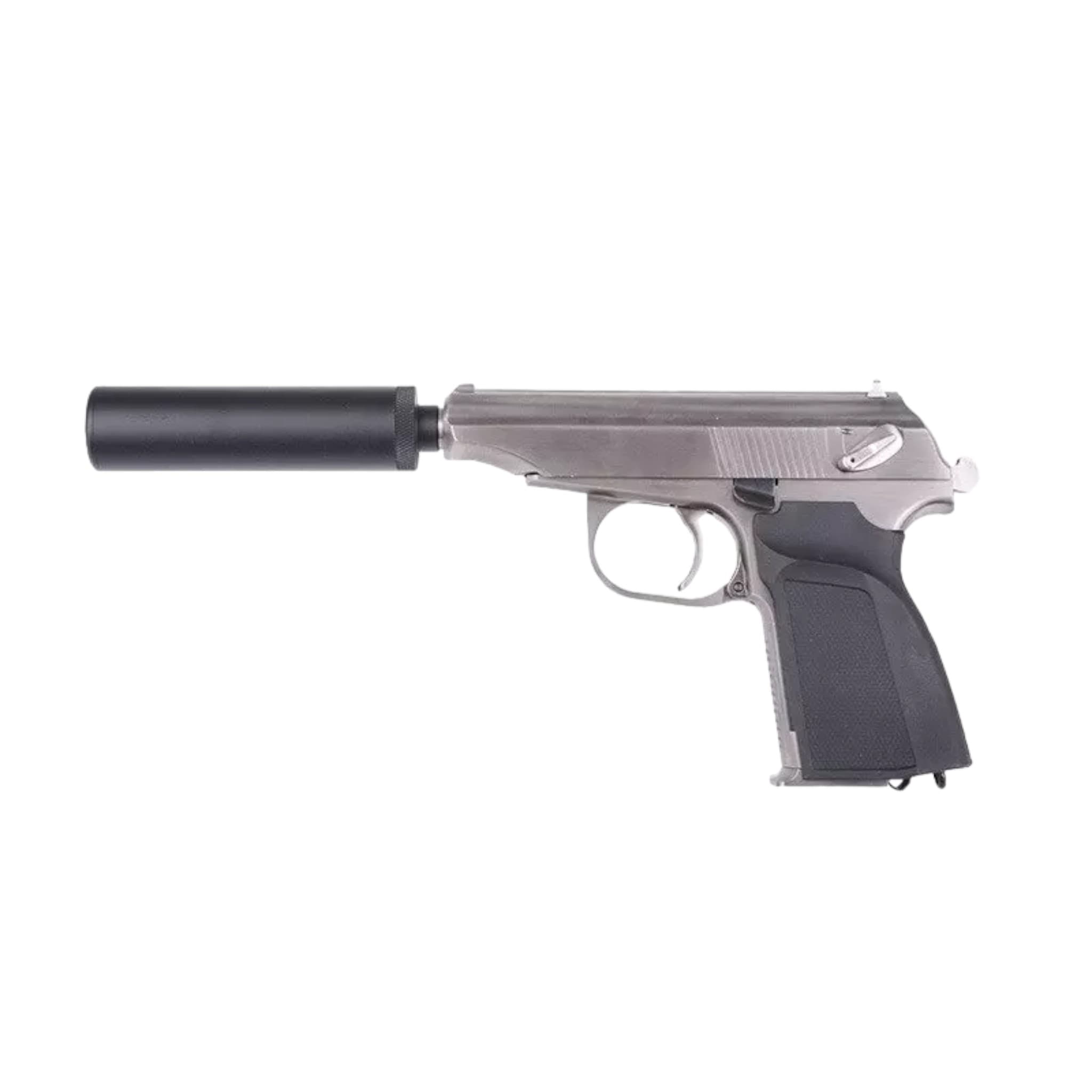 MK Pistol Replica with a Silencer – silver
